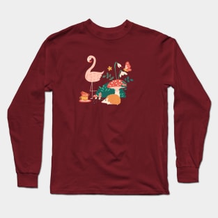 Wandering in Wonderland - Teal + Red Long Sleeve T-Shirt